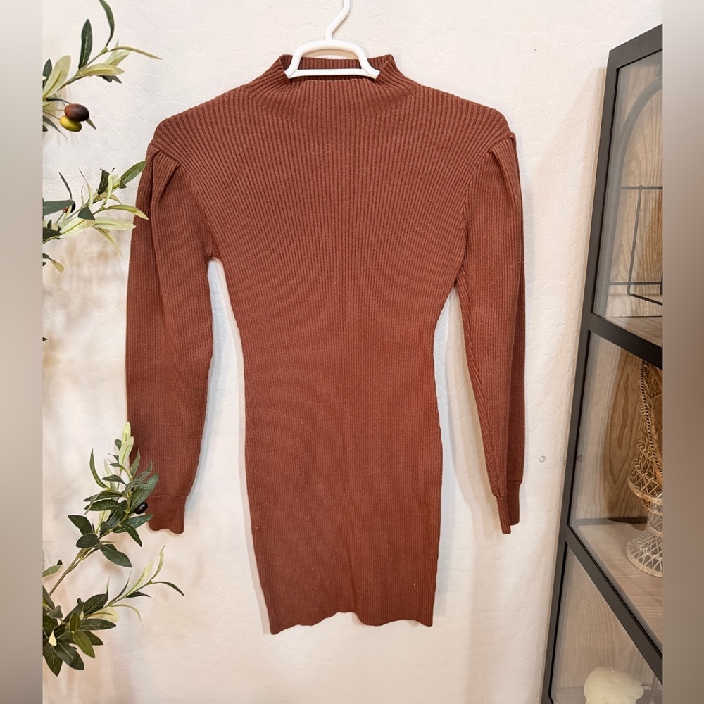 Source Unknown Brown Long Sleeve Dress